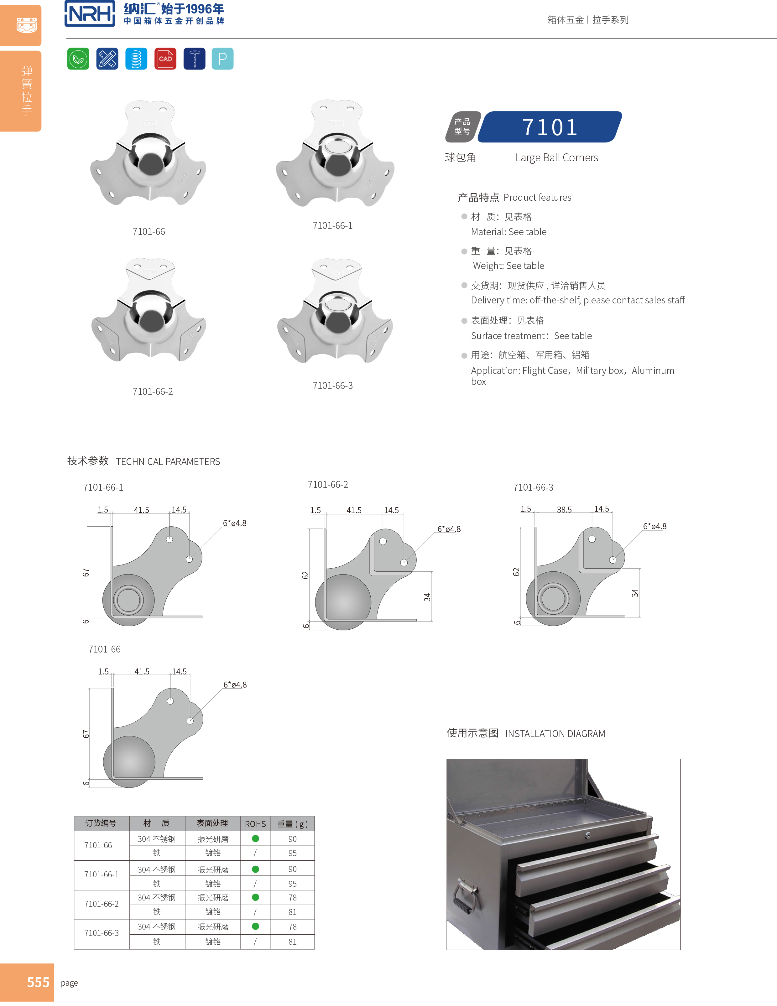 球包角7101-66-1航空箱包角_不锈钢护角NRH纳汇球包角