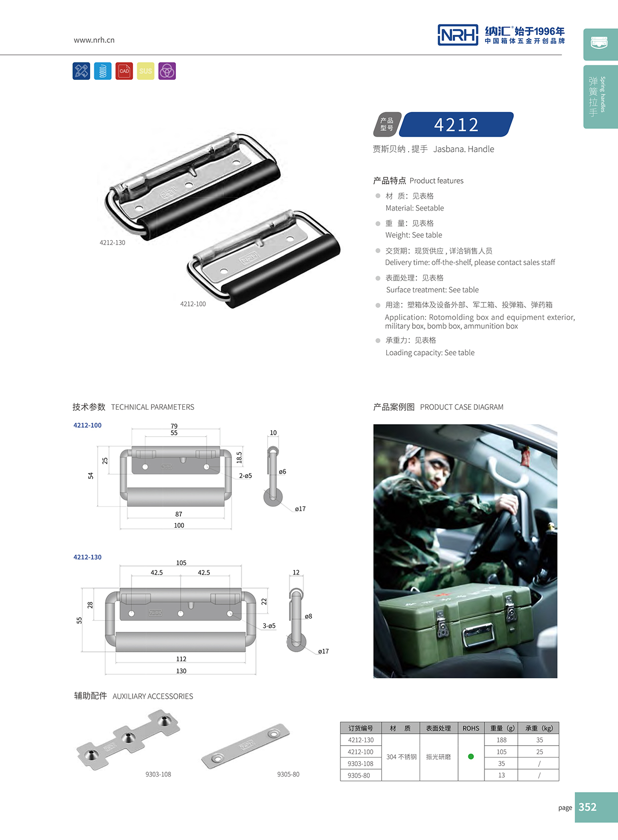 纳汇/NRH 滚塑箱弹簧拉手 4212