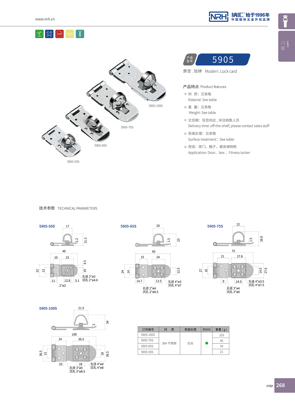 纳汇/NRH 5905-50 包装箱搭扣