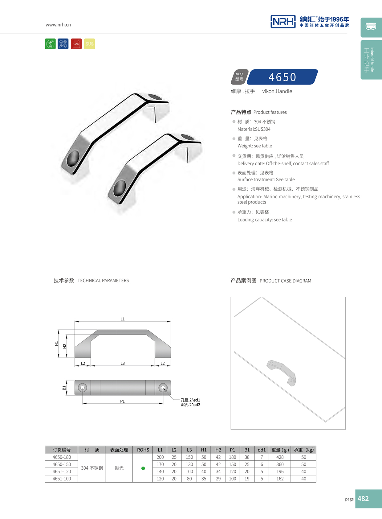 纳汇/NRH 4650-120 航空箱拉手