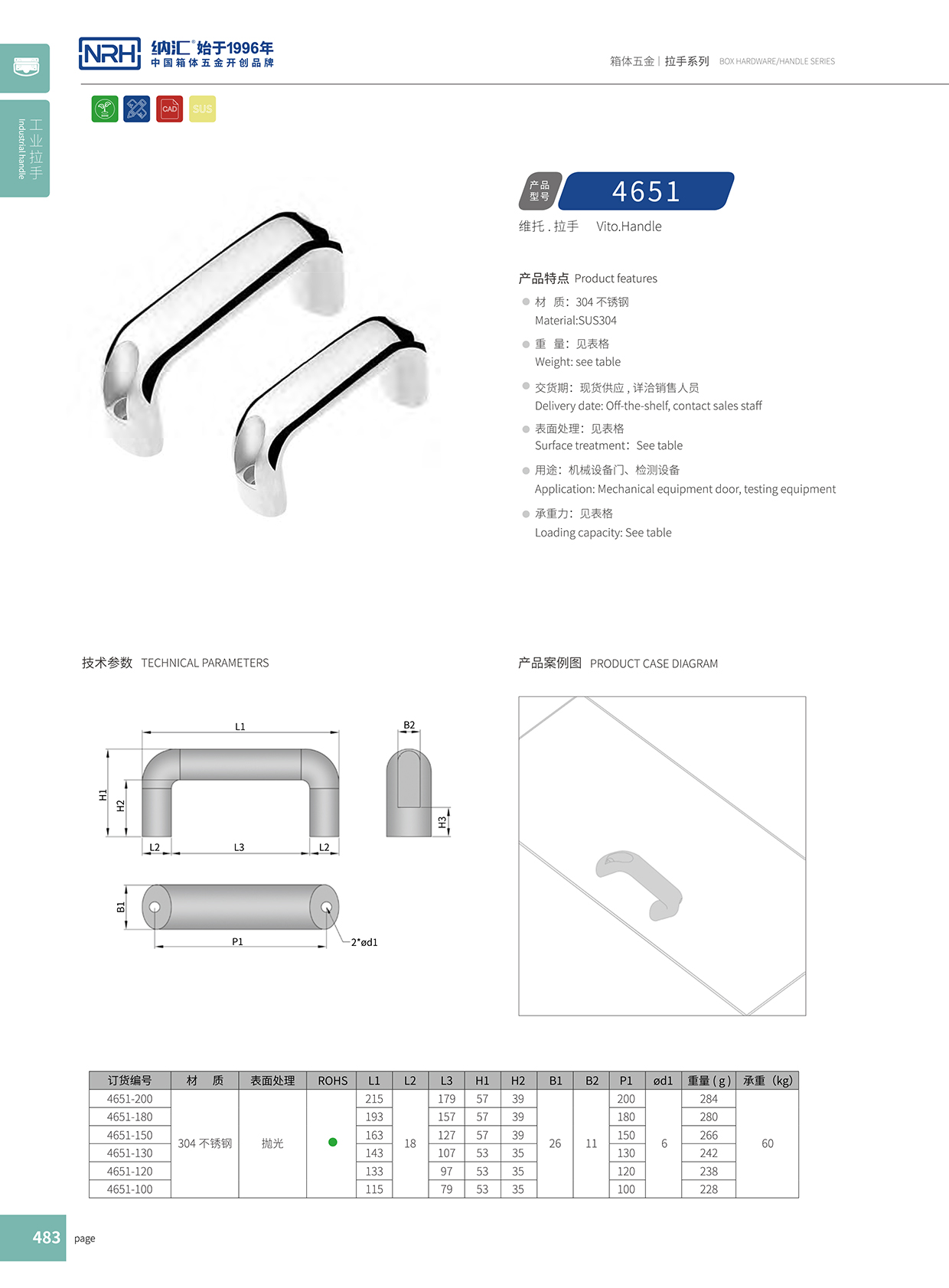 纳汇/NRH 4651-114 工具箱把手