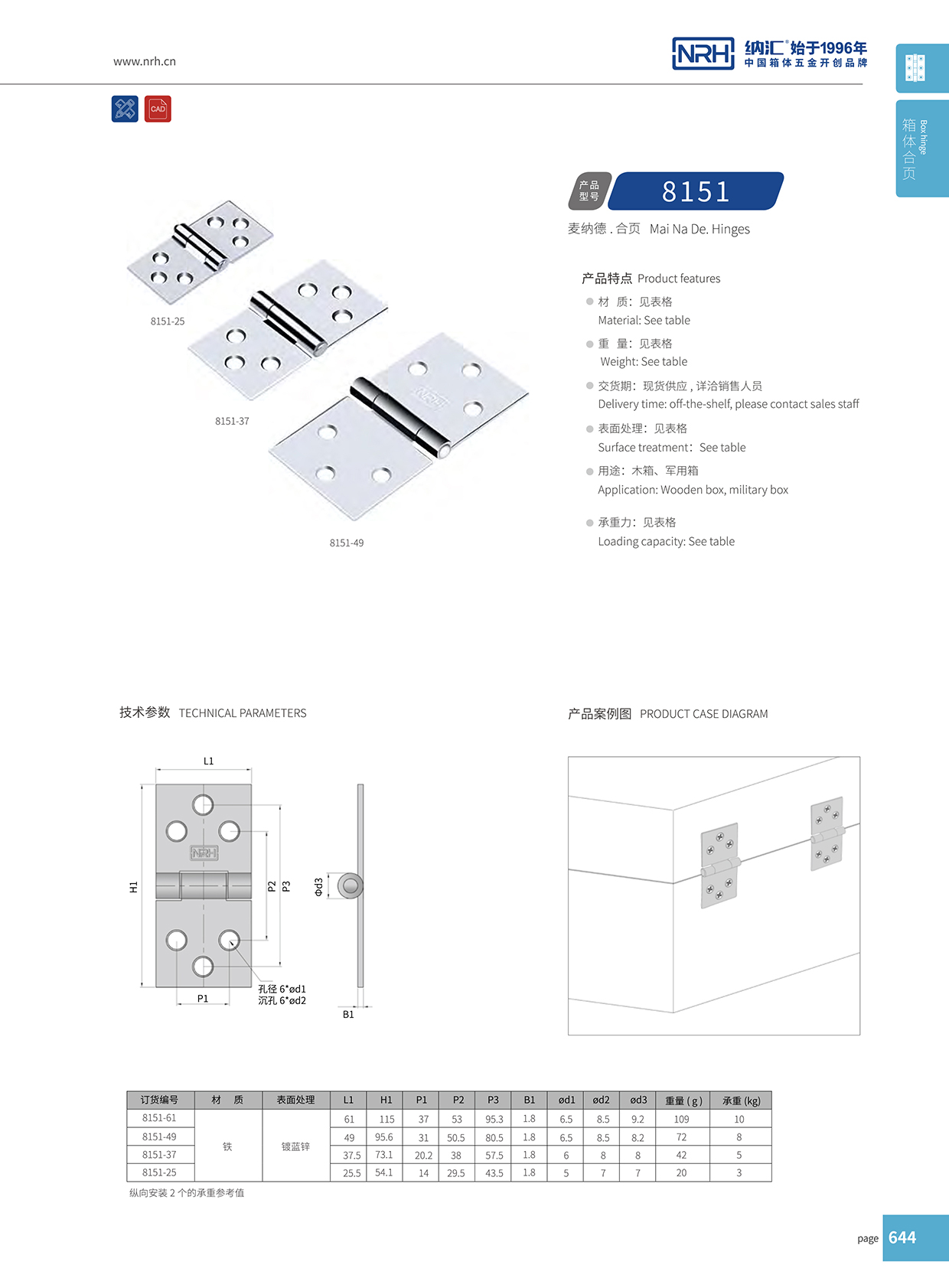 8151-49木箱工具箱合页