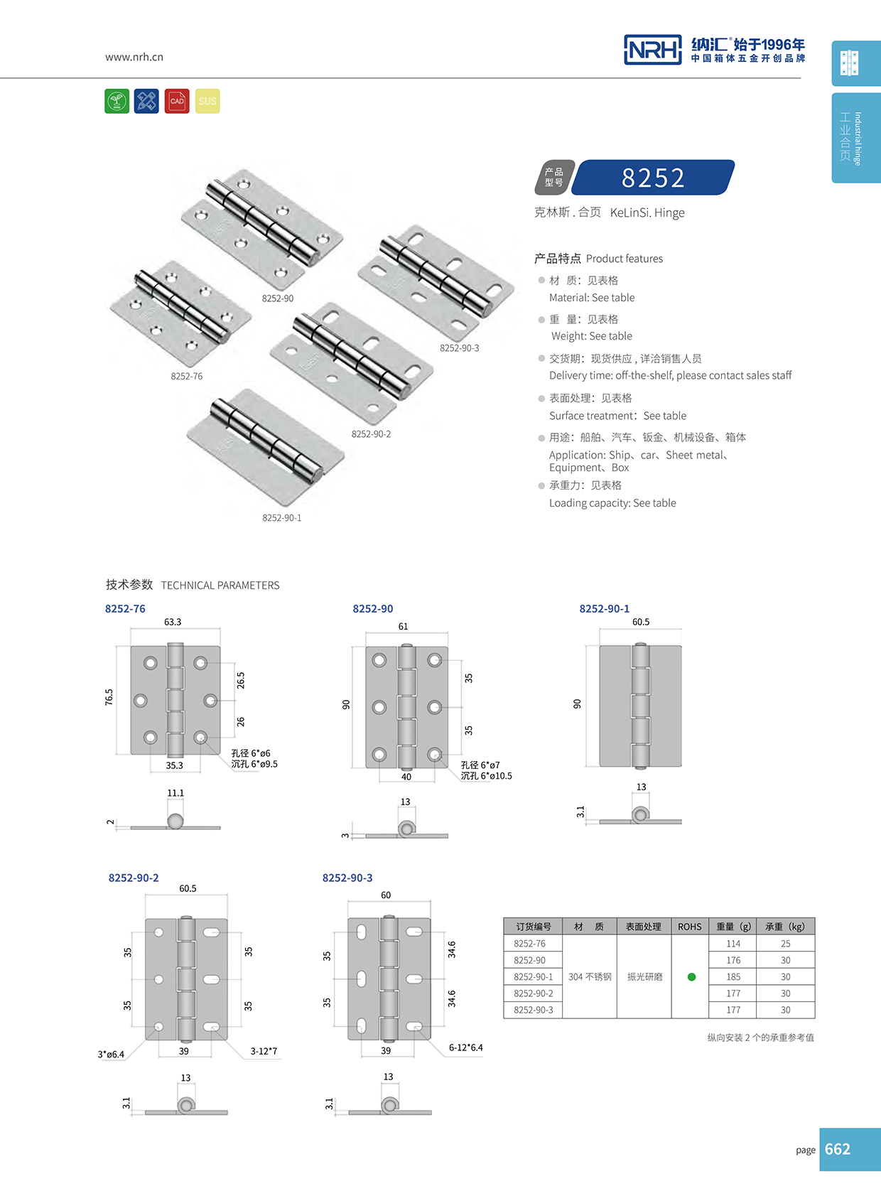 8252-76重型木箱合页