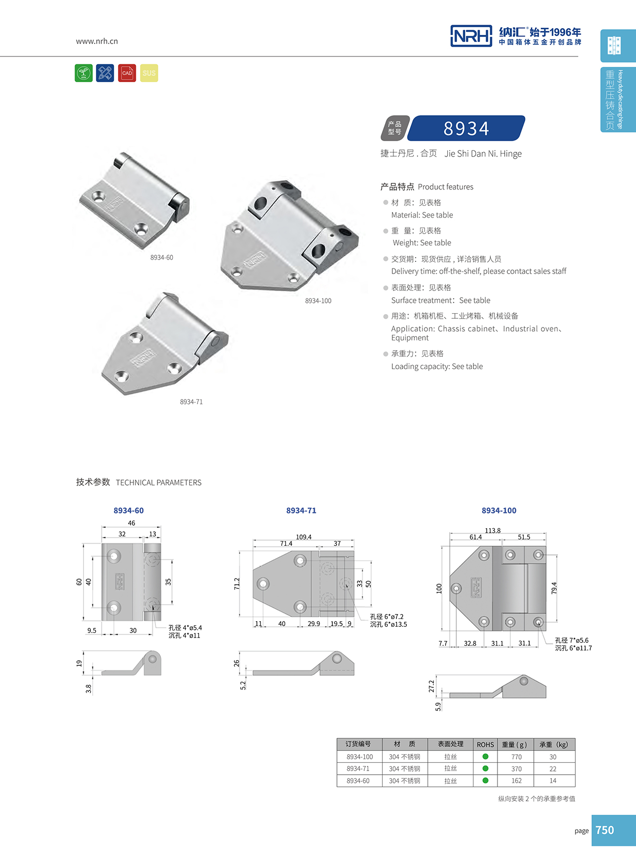  纳汇/NRH 8934-71 钢琴长合页