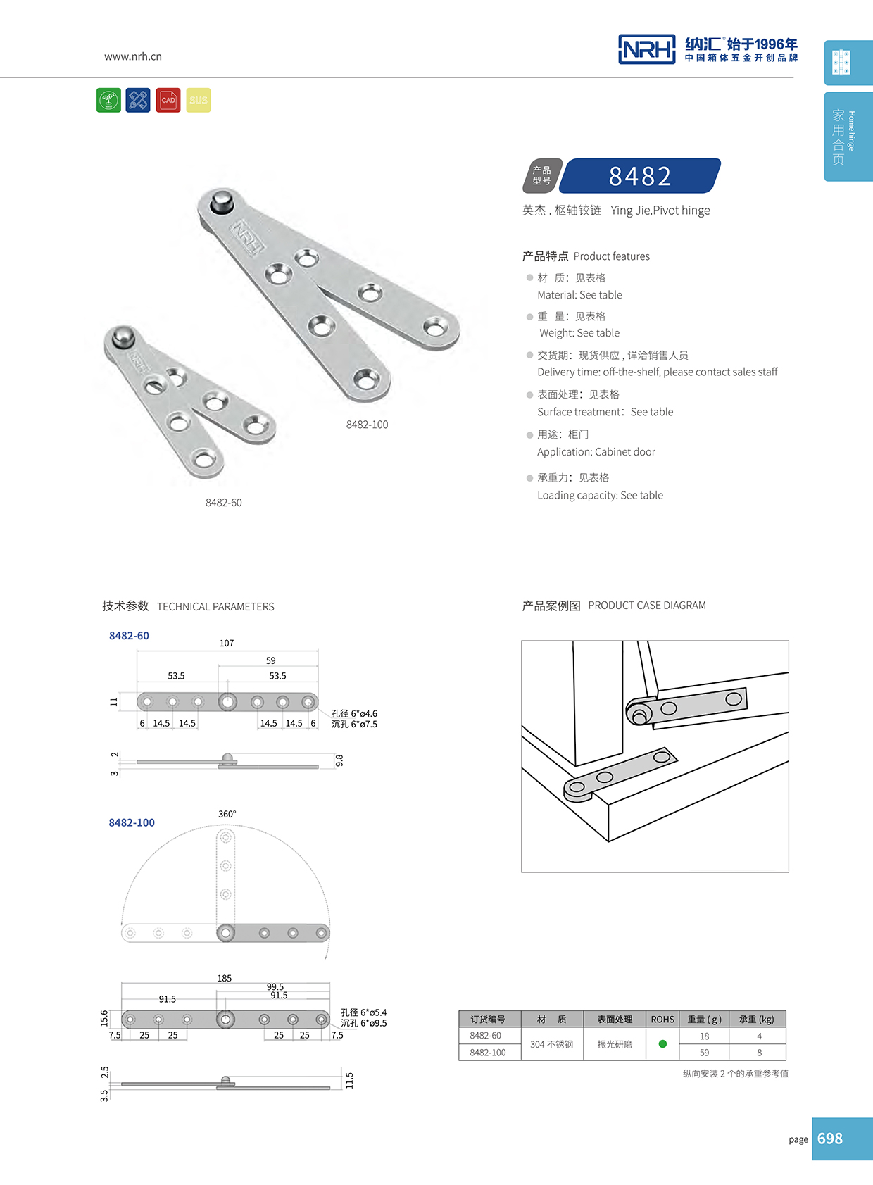 纳汇/NRH 8482-100 木箱合页